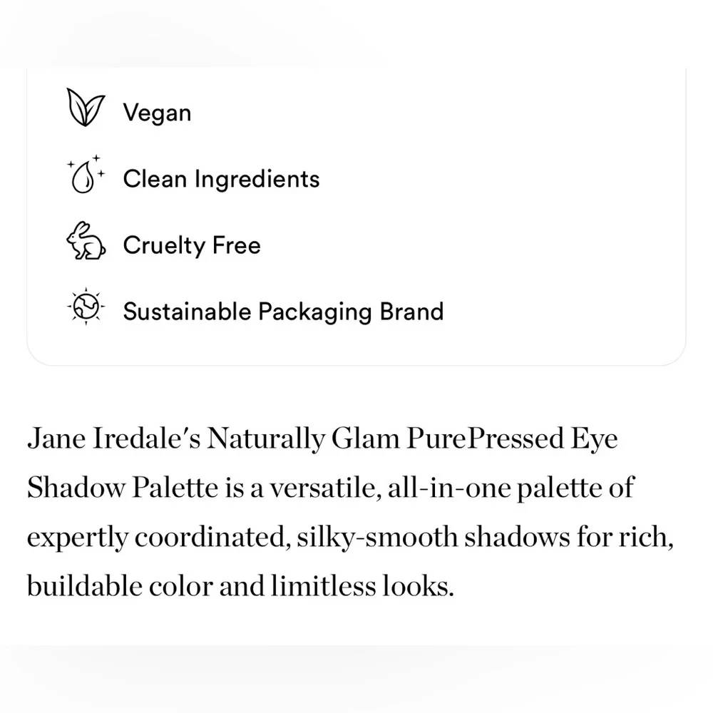 LAST 1! Jane Iredale Naturally Glam PurePressed Eyeshadow Palette NEW - Picture 6 of 9